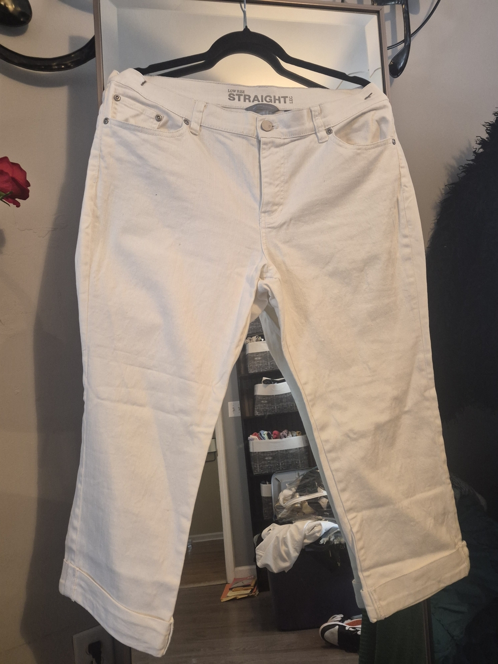 New York & Company White Flare/Wide Leg Jeans